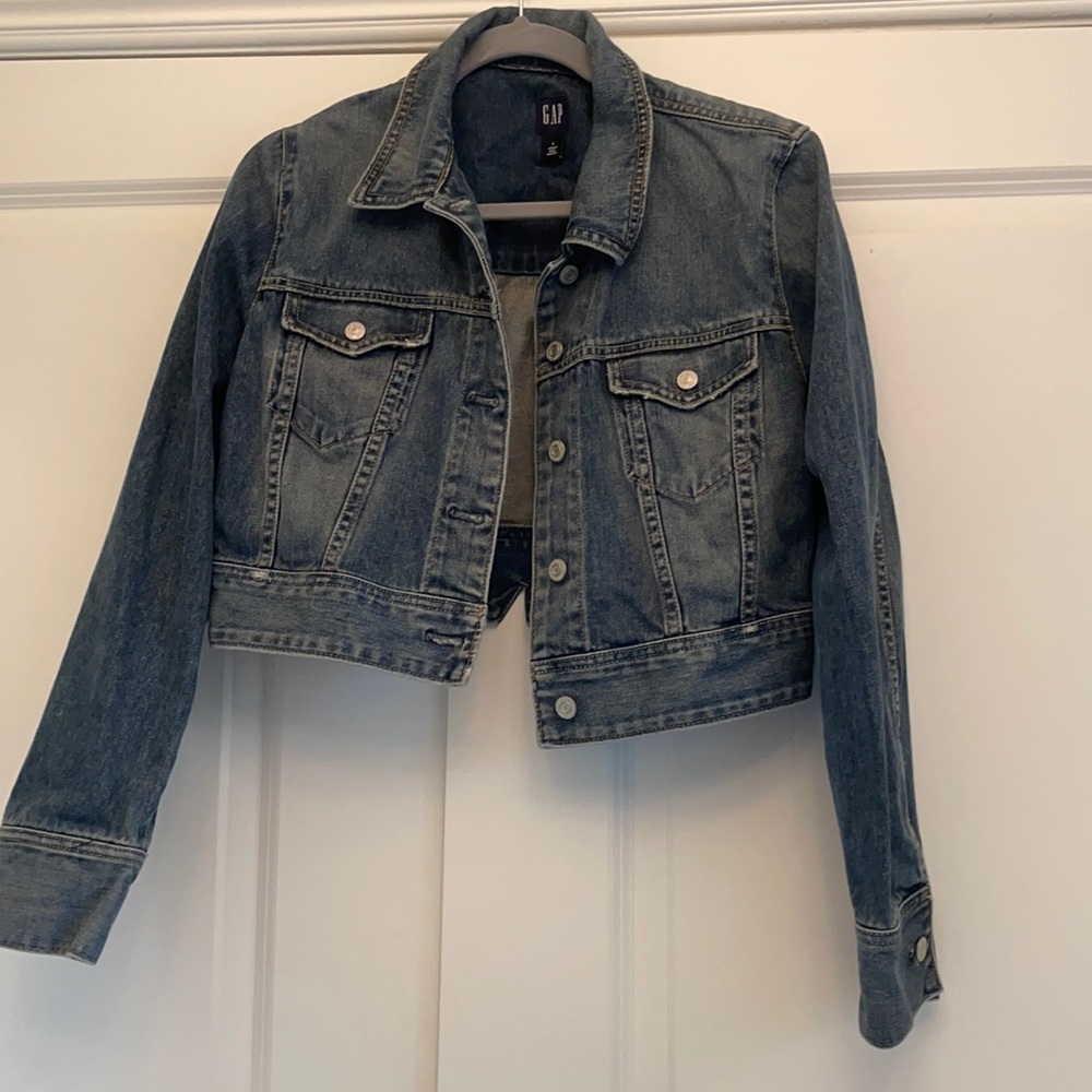 Gap Cropped Denim Jacket - Size Large - image 1